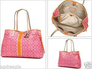 Coach Bag F30521 SIgnature Drawstring Carryall Handbag Pink Agsbeagle COD - Picture 1 of 3