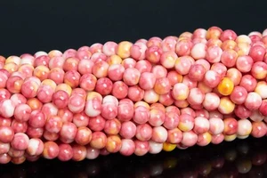 "Cuentas de jade redondas sueltas de flor de lluvia rosa y amarilla de 3 mm de 15,5" - Imagen 1 de 3