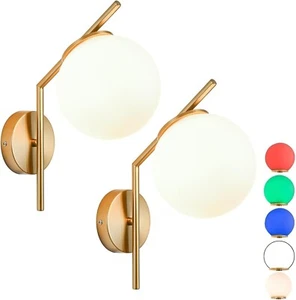 jengush Battery Operated Wall Sconce Set of 2,Rechargeable Glass Wall Light Fixt - Picture 1 of 3