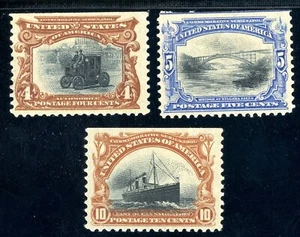 USAstamps Unused FVF US 1901 Pan-American Straight E. Scott 296, 297, 299 OG MHR - Picture 1 of 2