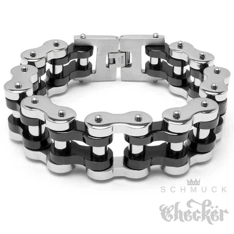 Cupimatch Herren Armband Edelstahl – Fahrradkette-Design Mit Kohlefaser & Magneten