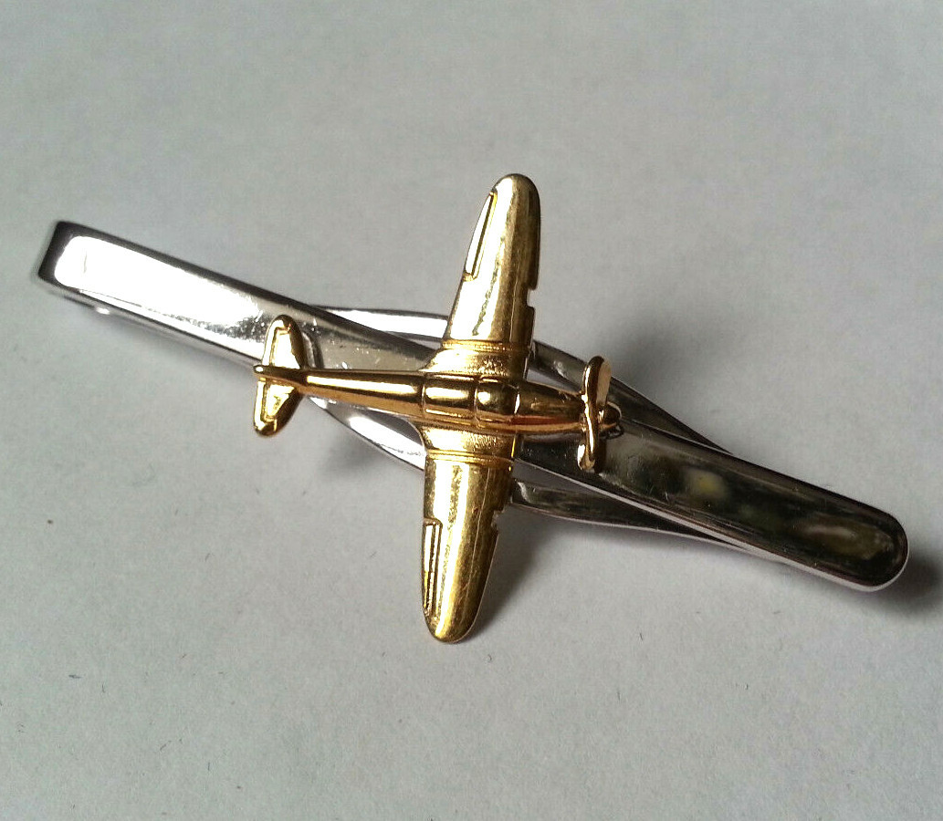 Pince à cravate en forme d'avion - Plaqué or - 4,4 cm - Cadeau personnalisé, 44 x 11 mm, Pas de gemme