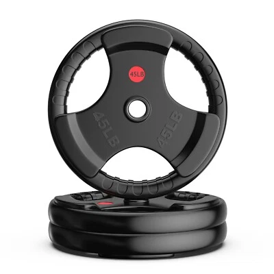 Placa de pesas 2" recubierta de goma agarre olímpico entrenamiento de fuerza fitness 45 lb 1 pieza Foto 1 de 4