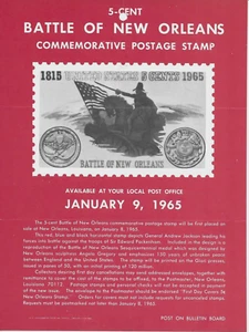 #1261 5c Battle of New Orleans Stamp Poster- Unofficial Souvenir Page Flat Block - Picture 1 of 1