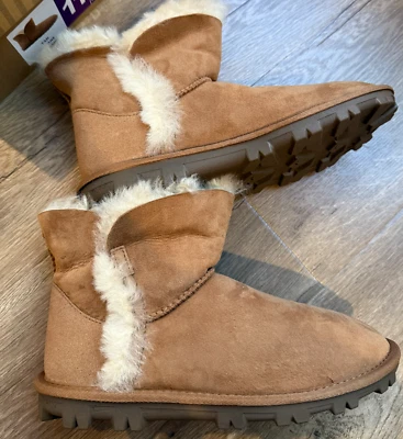 NUEVAS Botas Cortas Kirkland Para Mujer Piel de Oveja Invierno Castaño Tostado Talla 8 Foto 1 de 4