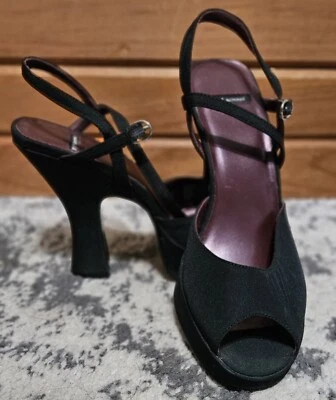Tacones Prima Royale vintage años 90 negro satinado Foto 1 de 4