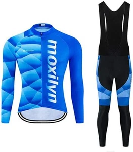 (USA Seller) Big & Tall Winter Thermal Fleece Men's Cycling Long Sleeve Bibs Set - Picture 1 of 4