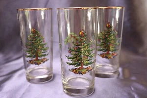 Spode 3 Kristall Weihnachtsbaum 12 Unzen flache Highball Glas Becher 6 1/4"" - Bild 1 von 3