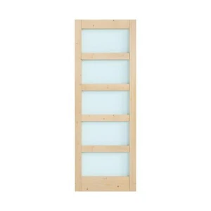 30 in x 84 in Sliding Closet Door, 5-Lite Frosted Glass, Spruce Wood Panel, A... - Picture 1 of 8