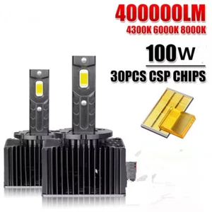 2Pcs D3S LED Headlight HID D1S D2S Turbo LED 400000LM Two-sided 30 CSP Chip - Picture 1 of 7