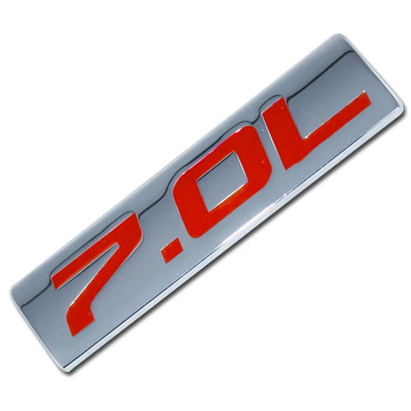 CHROME/RED METAL 7.0L ENGINE RACE MOTOR SWAP EMBLEM BADGE FOR TRUNK HOOD DOOR - Image 1 of 1