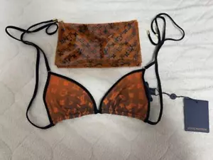 Costume da bagno donna Louis Vuitton modello monogramma bikini top solo arancione con taschino - Foto 1 di 1