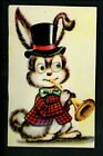 Novelty vintage Googly Eyes w/ Squeaker postcard Rabbit trumpet top hat