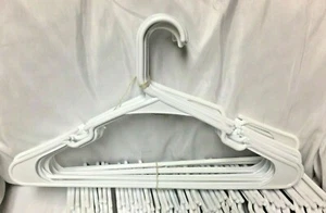 Set Of 10 Clothes Hangers White Plastic Tubular Slim Style  Multiple Sets EUC!  - Picture 1 of 3