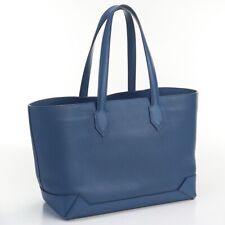 HERMES Maxi Box Cabas 36 Tote Bag Handbag X Engraved Blue