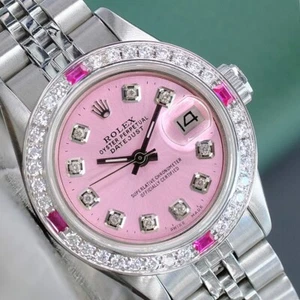 Rolex Lady Datejust Watch Stainless Steel Pink Diamond Dial & Bezel Jubilee - Picture 1 of 23