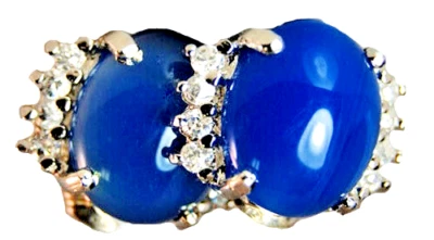 Cz 925 Argento Sterling Gemme Blu Onice Clip Orecchini Splendente Ovale US Nuovo - Immagine 1 di 4