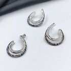 925 Sterling Silver Twisted Swirl Design Pendant Earrings Set with Push Back