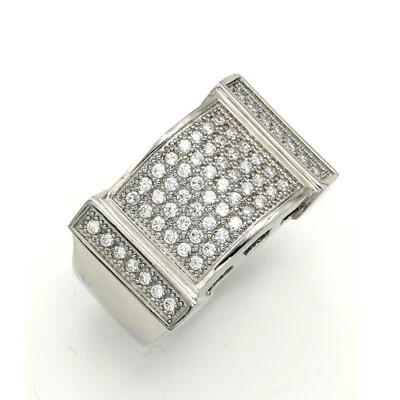 Anillo Pinky Acero Inoxidable 316 Pavé Para Hombre Forma Cuadrada Circonita Foto 1 de 4