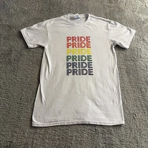 Gay Pride Shirt Herren Small Weiß LGBTQIA Regenbogen Neu ohne Etikett Queer Inclusive - Bild 1 von 7