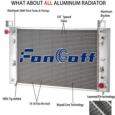 4 Rows Aluminum Radiator Fits 1999-13 Chevy Silverado GMC Sierra 1500 4.8L 5.3L Foto 1 de 4