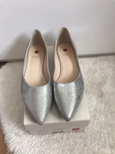 Högl Damen Ballerina Neu Gr 41 Leder Silber mit Muster Ultra Leicht - Bild 1 von 9