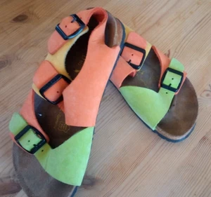 Original Birkenstock Gr.38 Echtleder Betula Papillio orande gelb grün fast neu - Bild 1 von 12