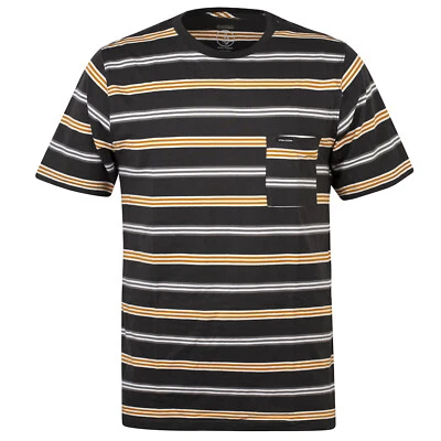 Volcom Bongo Crew T-Shirt black - Gestreiftes Modern Fit Pocket T-Shirt - Bild 1 von 3