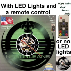 New Orleans Saints NFL vinyl record clock wall decor w/wo LED back lit light art - Picture 1 of 8
