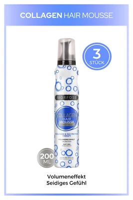 3x Morfose Collagen Haarschaum 200ml Hair Mousse Volumen Schutz Schaumfestiger - Bild 1 von 3