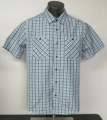 Mens Merrell Opti Wick Short Sleeve Button Front Shirt Blue White Size L UPF - Image 1 of 4