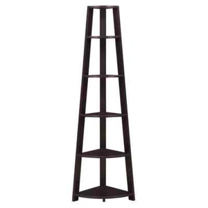 Newport 71 in. Espresso MDF 6 Tier Corner Accent Bookcase - Picture 1 of 4