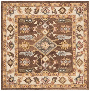 Safavieh Antiquity DARK BROWN / IVORY 6' X 6' Square Area Rug - AT502T-6SQ - Picture 1 of 3