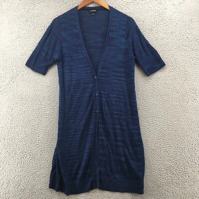 Torrid свитер платье женщин 0 синий кнопка вверх короткий рукав в полоску v-образным вырезом вязаный - Изображение 1 из 4