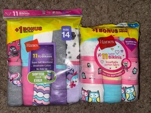 22 pr Hanes Cotton Briefs Bikinis Underwear Girls SIZE 14 - Picture 1 of 4