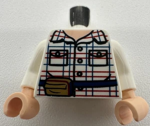 LEGO Mini Torso Red and Blue Box Striped Shirt, Belt, Pouch Pattern USED - Picture 1 of 1