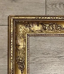 VINTAGE FITs 14” x 19” ARTS & CRAFTS AESTHETIC CARVED GOLD GILT PICTURE FRAME - Picture 1 of 8