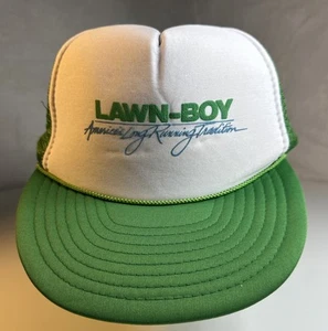 Vintage Lawn-Boy Lawnmower Snapback Mesh Trucker Hat Cap Green Foam Rare Script - Bild 1 von 8