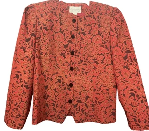 Schrader Sport Women’s Red Floral Blazer Jacket Button Size 14 Shoulder Pads - Picture 1 of 11