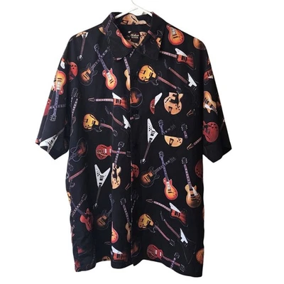 Gibson Tour Wear by Dragonfly Men's L Guitar Themed Short Sleeve Button-up Shirt - Image 1 of 4