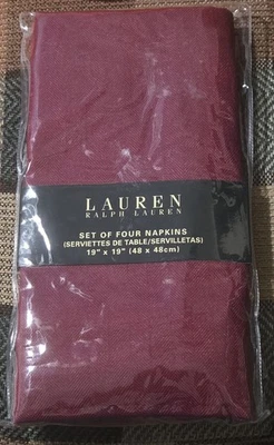 NEW Lauren Ralph Lauren LRL Set of 4 Red Napkins 19"×19" Square Holidays Classic - Image 1 of 4
