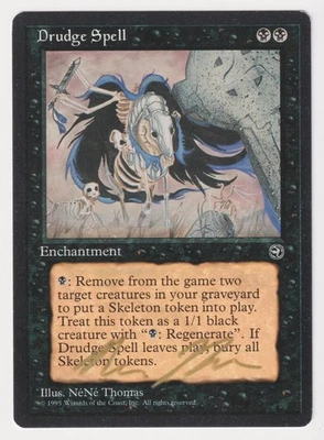 Gold Signed Drudge Spell HP Homelands Artist NeNe Thomas 1995 MTG Magic Vintage! - Image 1 of 2