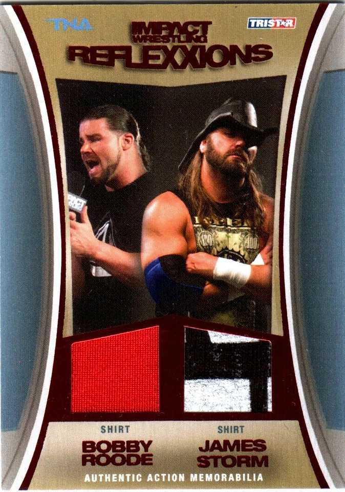 TNA Bobby Roode James Storm 2012 Reflexxions RED Dual Relic Shirt Card SN 2 / 5 - Image 1 of 1