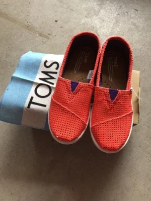 TOMS Youth CLASSIC 1 Canvas Slip On Mesh Shoes Two Tone Orange/Purple Sz Y 3 - Imagem 1 de 4