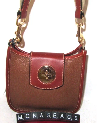 Bolso Mensajero Dooney & Bourke Cuero Guijarro Caramelo Bloqueo Giratorio Nuevo con Etiquetas $268 Foto 1 de 4