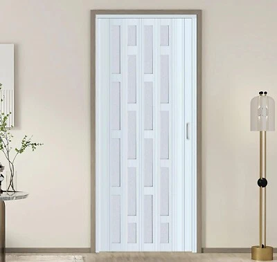 Porta de acordeão de PVC com vidro acrílico fosco, ferragens de instalação incluídas - Imagem 1 de 4