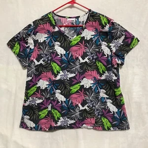 Scrubstar Scrub Top Sz XL - 2XL Medical Hospital Nurse Comfortable Dinosaurs Fun - Picture 1 of 7