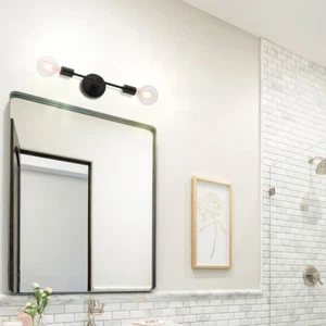Double Black Wall Sconce 2 Light Vanity Light with LED Bulb for Bathroom Hallway - Picture 1 of 8