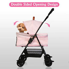 CLARFEY Folding Pet Stroller Small Medium Dog Cat Detachable Carrier Cage Travel