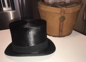 ANTIQUE MEN'S BEAVER TOP HAT GORGEOUS VINTAGE Z Z Jackson Chicago Michigan Blvd - Picture 1 of 12